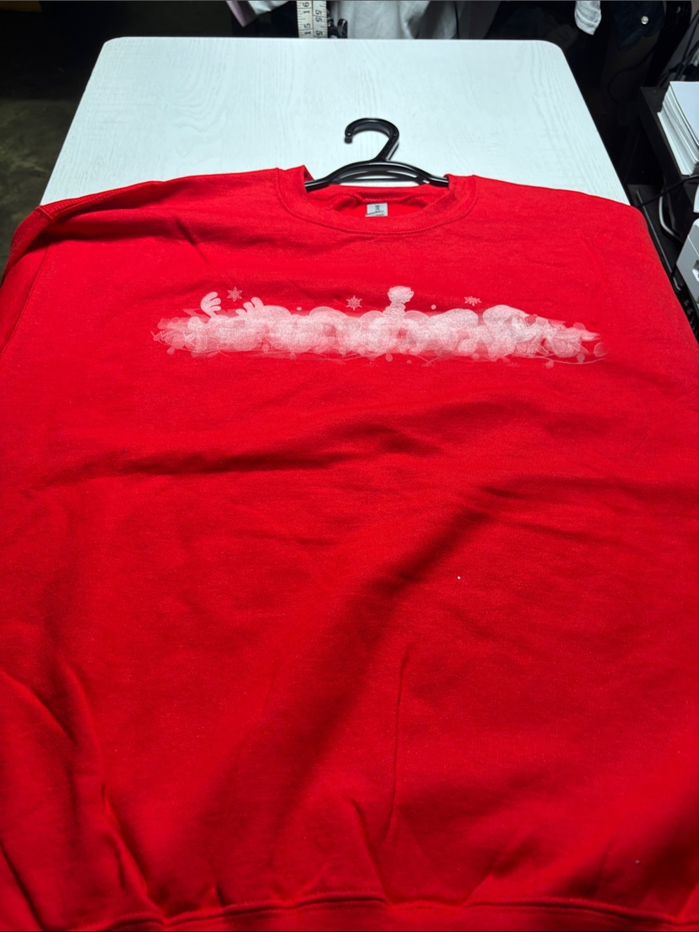 Gildan Red Crewneck Sweatshirt with White Chest Graphic
